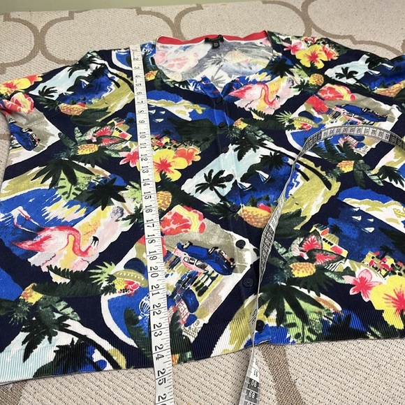 Talbots Petites Lightweight button down tropical colorful sweater Cardigan - Picture 7 of 14